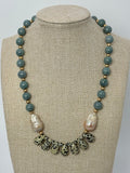 The Havilah | Guatemalan Jade & Dalmatian Jasper Necklace, linen bust view
